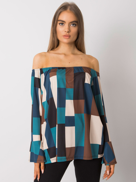 Ciemnoniebieska wzorzysta bluzka hiszpanka Reggie OCH BELLA