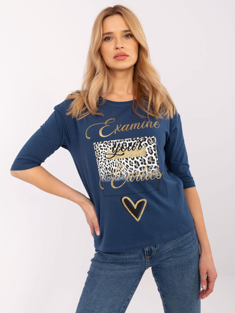 Hurtownia Ciemnoniebieska damska bluzka z rękawem 3/4