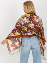 Brązowa damska chusta w kwiaty