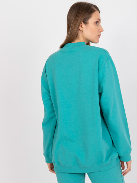Turkusowa dresowa bluza basic o fasonie oversize