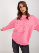 Hurtownia Różowa ocieplana bluza bez kaptura oversize 