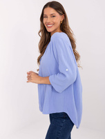 Hurt Niebieska muślinowa bluzka damska z dekoltem V