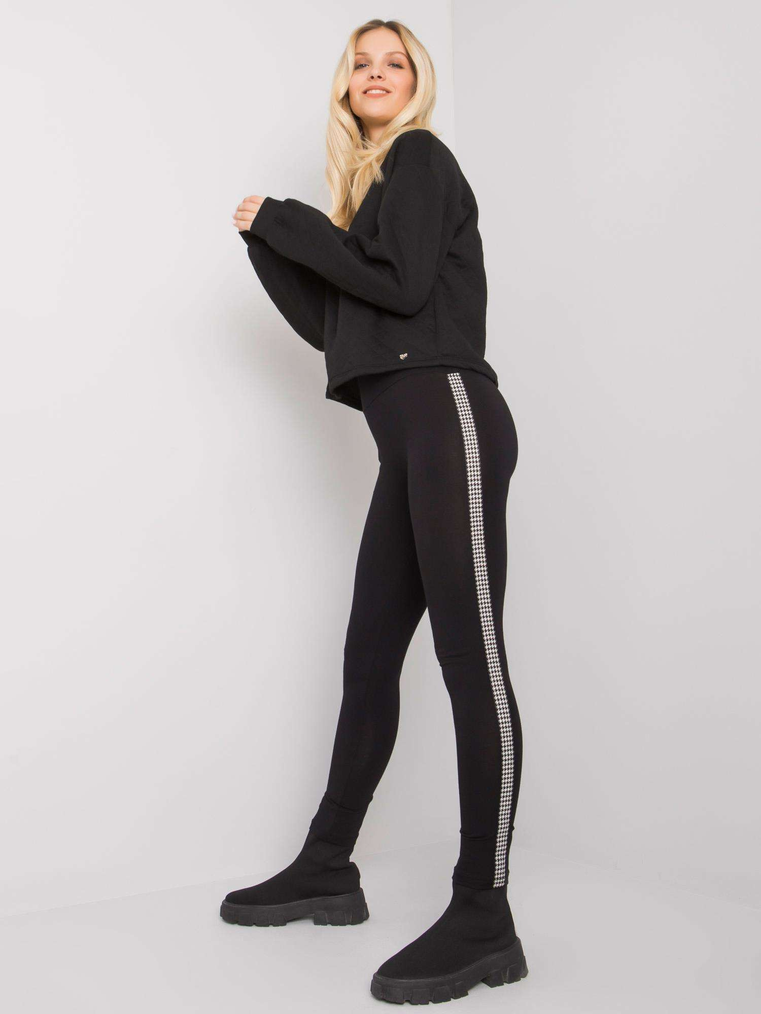 Czarne bawełniane legginsy z lampasami Jasmine RUE PARIS 