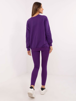 Hurt Ciemnofioletowy casualowy komplet z legginsami