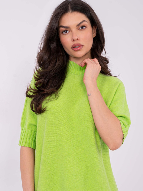 Limonkowy damski sweter z golfem