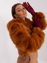 Hurt Bordowe dotykowe rękawiczki damskie 