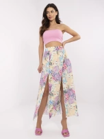 Light beige midi skirt with an elastic waistband.