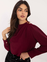 Hurt Bordowa  wizytowa bluzka z ozdobnymi guzikami