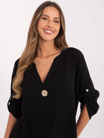 Hurtownia Czarna muślinowa bluzka z rękawem 3/4