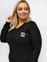 Czarna casualowa bluzka plus size z modalu