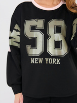 Czarny dwuczęściowy komplet z lampasami RUE PARIS  