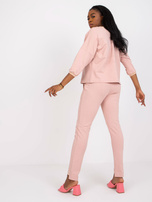 Brudnoróżowy dwuczęściowy komplet casualowy z bawełny