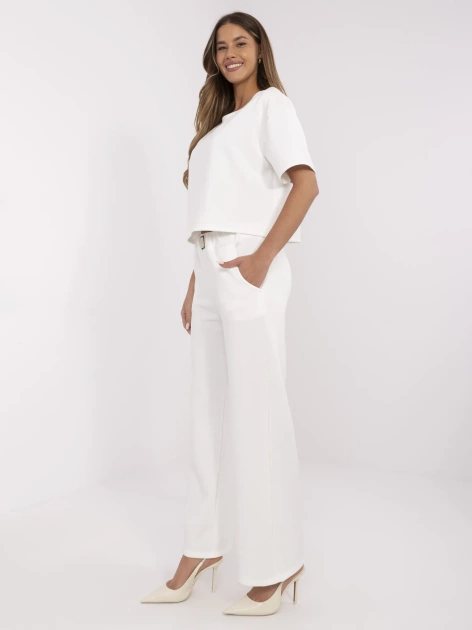 Ecru damski komplet z krótkim rękawem