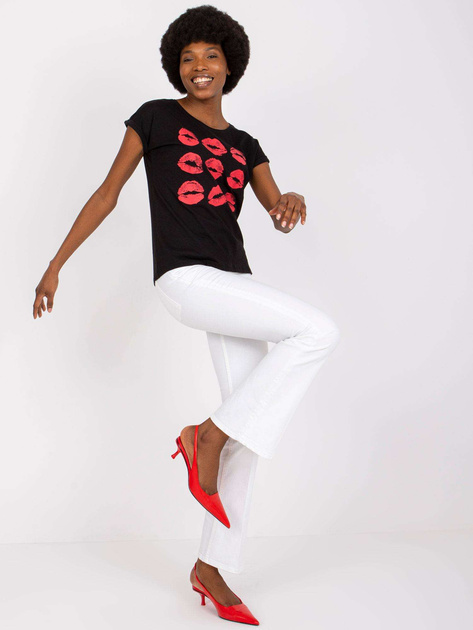 Czarny t-shirt z nadrukiem Malvina MAYFLIES