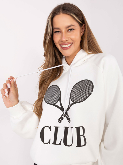 Biała ocieplana bluza z kapturem