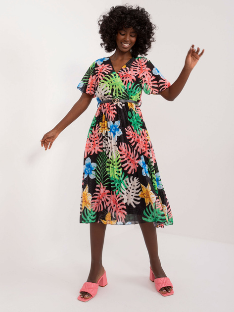 Hurt Czarna midi sukienka z krótkim rękawem