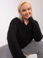 Hurt Czarny damski sweter plus size w warkoczowy splot