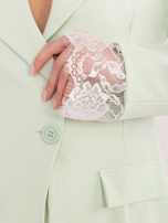 Miętowa marynarka jednorzędowa marynarka z koronką