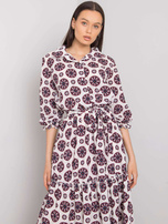 Biało-czerwona sukienka z printami Avelina