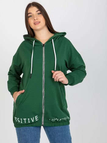Hurt Ciemnozielona rozpinana bluza plua size z kapturem
