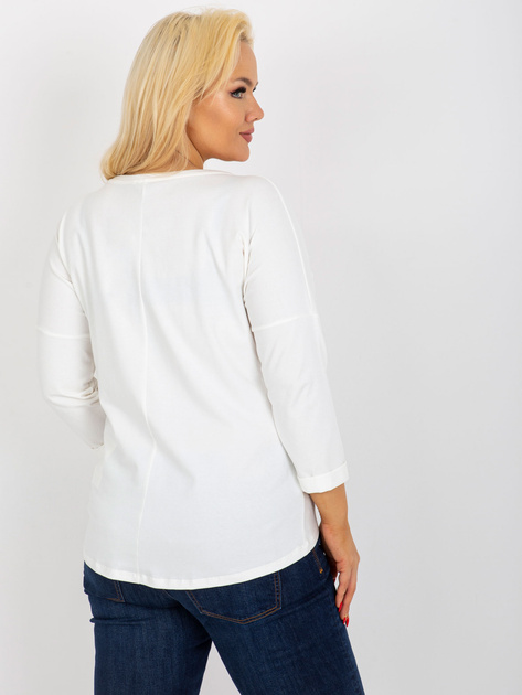 Hurtownia Ecru bluzka plus size z nadrukiem i rękawem 3/4