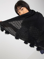 Hurtownia online Czarny damski szal w ażurowy wzór