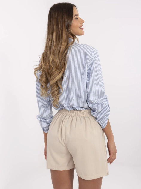 Beżowe plisowane spódnico-szorty z gumką w pasie