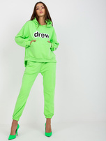 Fluo zielony dwuczęściowy komplet dresowy z kieszeniami