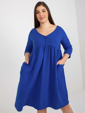 Hurt Ciemnoniebieska sukienka plus size basic z rękawem 3/4