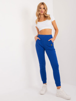 Hurtownia Kobaltowe prążkowane spodnie z bawełny