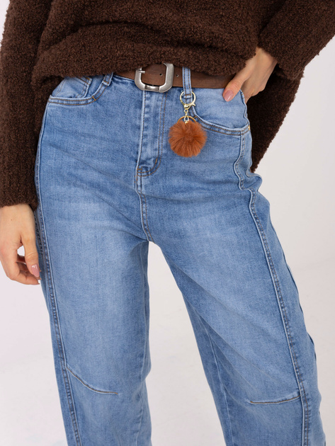 Niebieskie damskie jeansy baloon z paskiem