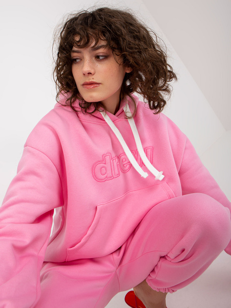 Hurt Różowy damski komplet dresowy z bluzą z kapturem