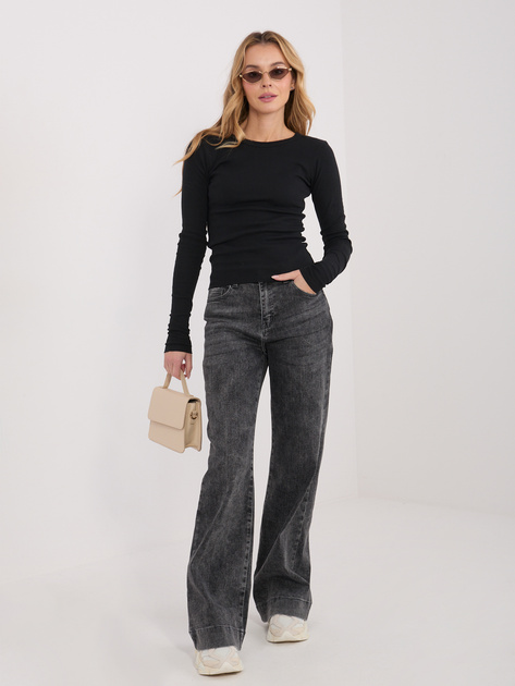 Czarna dopasowana bluzka basic z bawełny