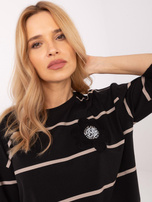 Hurt Czarno-beżowa damska bluzka z rękawem 3/4