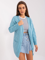 Hurt Jasnoniebieski sweter rozpinany z kieszeniami