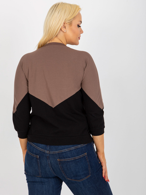 Hurt Brązowo-czarna bawełniana bluzka plus size basic