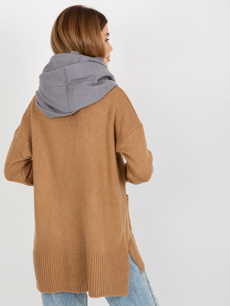 Hurtownia Szaro-biały damski komin zimowy z wełną