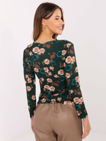 Ciemnozielona bluzka z ozdobnym detalem RUE PARIS 