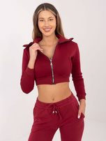 Bordowa krótka rozpinana bluza dresowa Ann RUE PARIS 