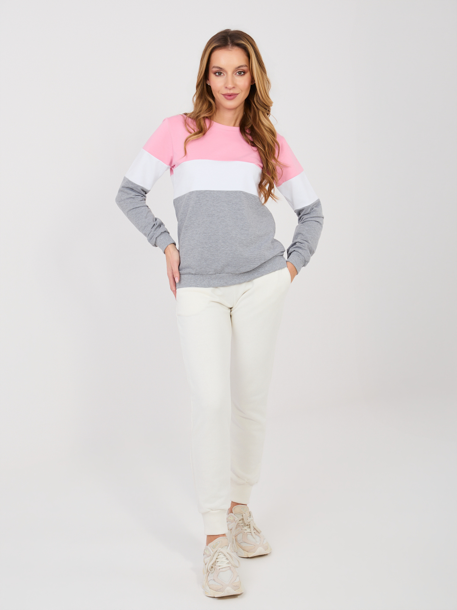 Bluza szaro-różowy