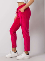 Fuksjowe spodnie welurowe Juanita RUE PARIS