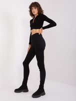 Hurt Czarne damskie legginsy basic z bawełny RUE PARIS