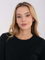 Czarny klasyczny sweter z warkoczami