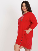Hurt Czerwona dresowa sukienka plus size z napisem