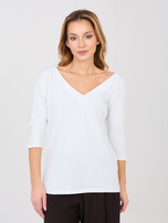 Biała damska bluzka basic z dekoltem na plecach RUE PARIS 