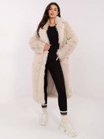 Light beige winter coat made of faux fur.