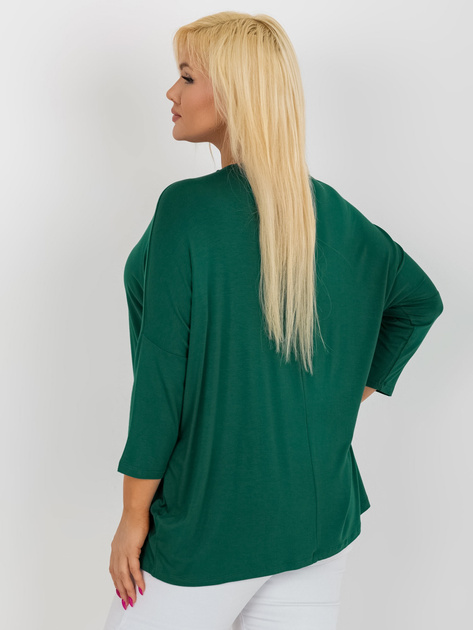 Hurt Ciemnozielona bluzka plus size basic z rękawem 3/4