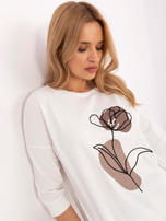 Hurt Ecru asymetryczna bluzka damska z perełkami