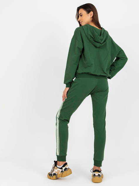Hurt Ciemnozielony damski komplet casualowy z dekoltem w serek