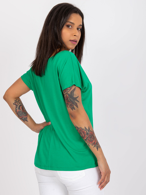 Zielony damski t-shirt z koronką Aileen